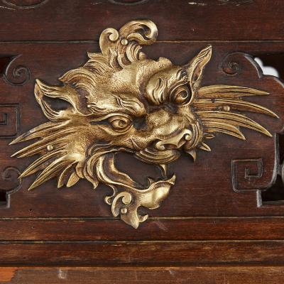 French Japonisme style gilt bronze and faience standing jardini re