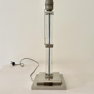 French Lamp Bases Glass and Nickel