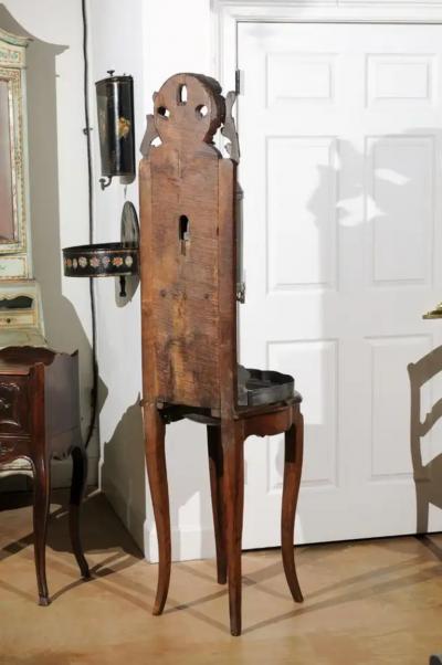 French Late 18th Century Louis XV Pewter Lavabo Mounted on Walnut Stand