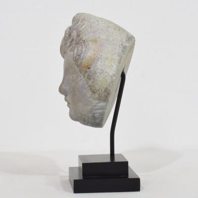 French Late 18th Century Neoclassical Grey Marble Angel Head