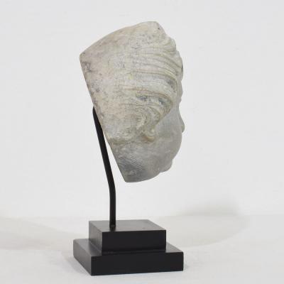 French Late 18th Century Neoclassical Grey Marble Angel Head