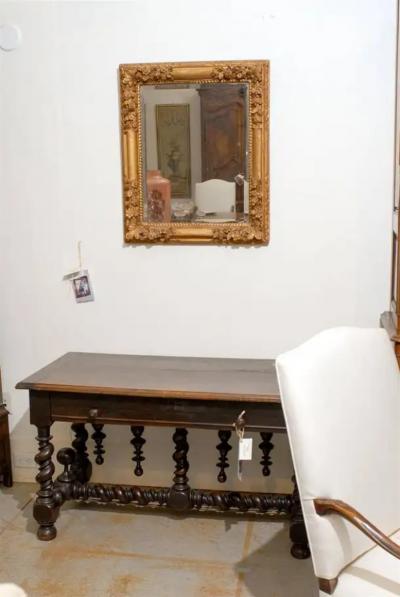 French Late 18th Century R gence Style Carved Mirror with Floral Decor