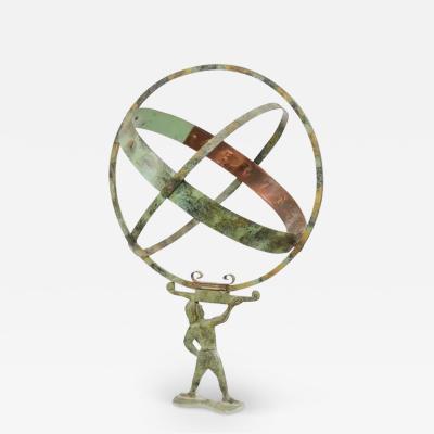 French Late 19th Century Bronze Armillary Sphere Depicting the Titan Atlas