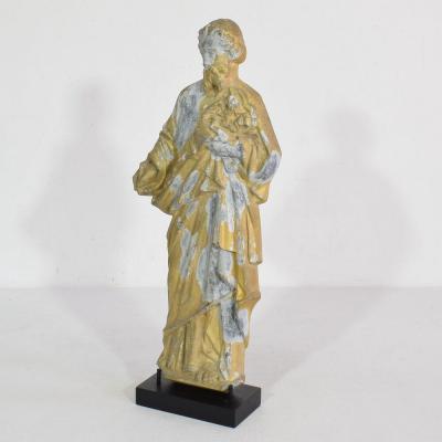 French Late 19th Century Neo Gothic Gilded Metal Saint Statue