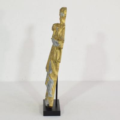 French Late 19th Century Neo Gothic Gilded Metal Saint Statuethic Saint