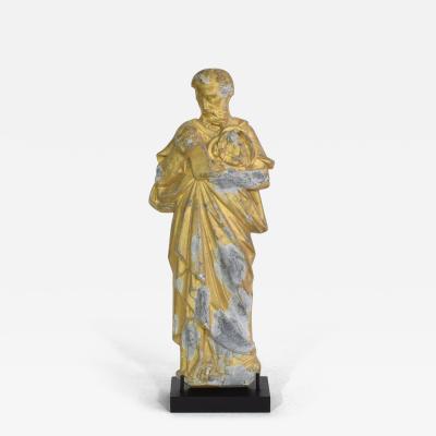 French Late 19th Century Neo Gothic Gilded Metal Saint Statuethic Saint