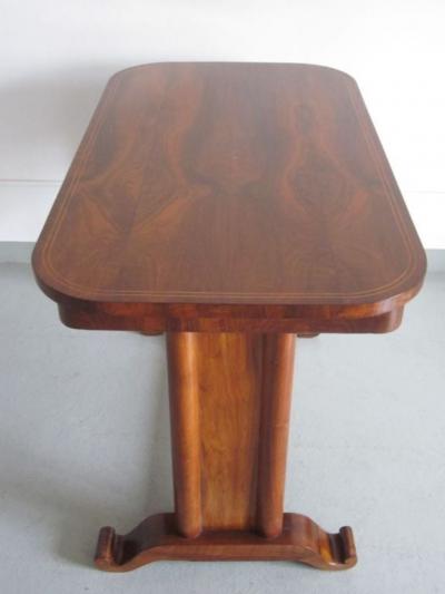 French Late Art Deco Modern Neoclassical Desk Console Vanity in Walnut