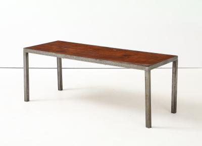 French Leather Metal Coffee Table France C 1950 s