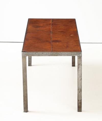 French Leather Metal Coffee Table France C 1950 s