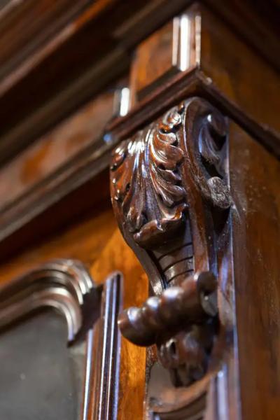 French Louis Philippe 19th Century Two Part Bookcase with Blown Glass Doors
