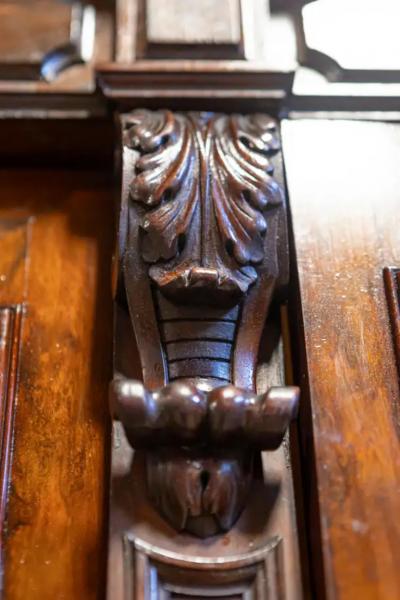 French Louis Philippe 19th Century Two Part Bookcase with Blown Glass Doors