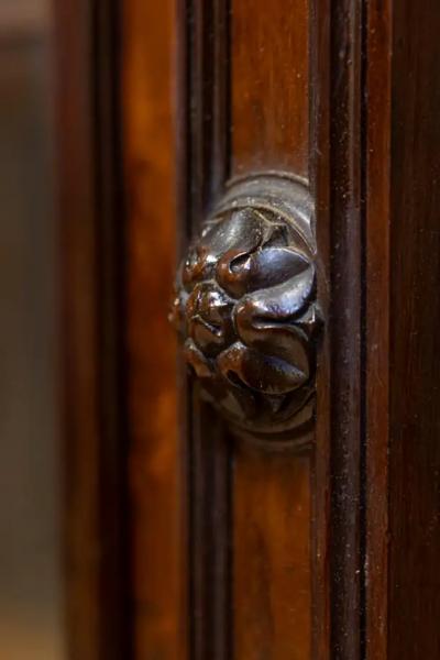 French Louis Philippe 19th Century Two Part Bookcase with Blown Glass Doors