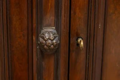 French Louis Philippe 19th Century Two Part Bookcase with Blown Glass Doors