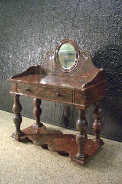 French Louis Philippe Griotte Rouge Marble Console Bar Vanity or Dressing Table