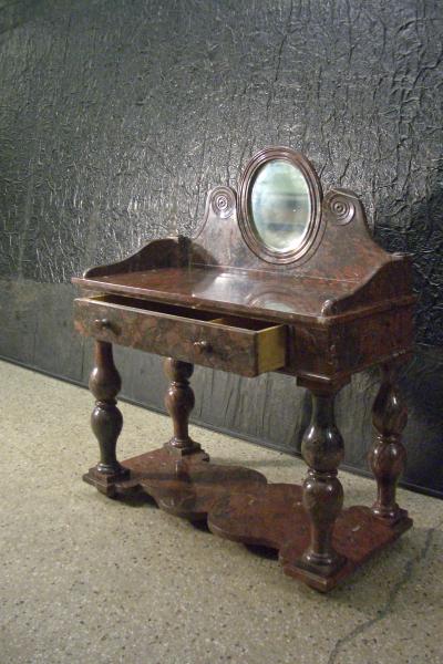 French Louis Philippe Griotte Rouge Marble Console Bar Vanity or Dressing Table