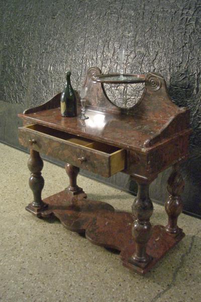 French Louis Philippe Griotte Rouge Marble Console Bar Vanity or Dressing Table