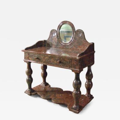 French Louis Philippe Griotte Rouge Marble Console Bar Vanity or Dressing Table