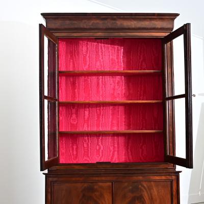 French Louis Philippe Mahogany Bibliotheque with Silk Interior