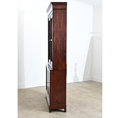 French Louis Philippe Mahogany Bibliotheque with Silk Interior