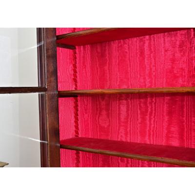 French Louis Philippe Mahogany Bibliotheque with Silk Interior