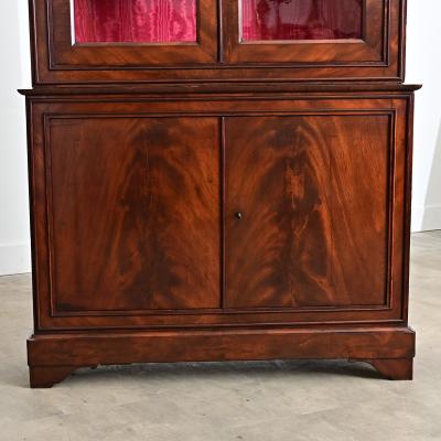 French Louis Philippe Mahogany Bibliotheque with Silk Interior