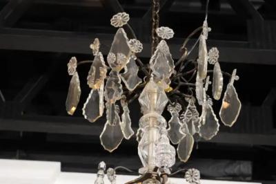 French Louis Philippe Period Nine Light Crystal and Iron Chandelier circa 1840