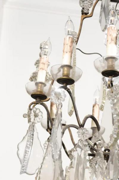 French Louis Philippe Period Nine Light Crystal and Iron Chandelier circa 1840