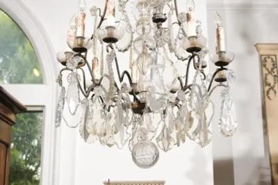French Louis Philippe Period Nine Light Crystal and Iron Chandelier circa 1840