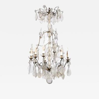 French Louis Philippe Period Nine Light Crystal and Iron Chandelier circa 1840