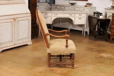 French Louis XIII Style 19th Century Walnut Armchair with Turned Base