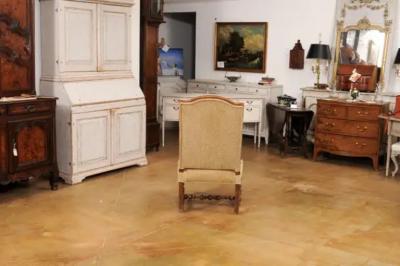 French Louis XIII Style 19th Century Walnut Armchair with Turned Base