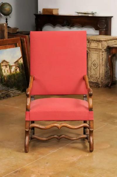 French Louis XIII Style 19th Century Walnut Fauteuil with Os de Mouton Base