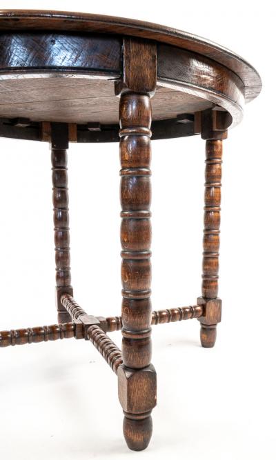 French Louis XIII Style Oak Round Bobbin Leg Side Table