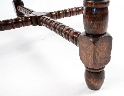 French Louis XIII Style Oak Round Bobbin Leg Side Table