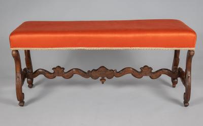 French Louis XIV Os de Mouton Walnut Bench