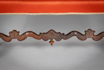 French Louis XIV Os de Mouton Walnut Bench