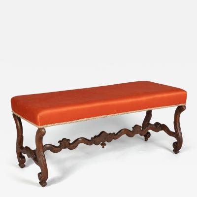 French Louis XIV Os de Mouton Walnut Bench