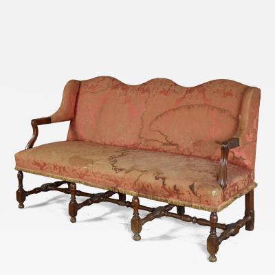 French Louis XIV Three Seat Walnut Sofa