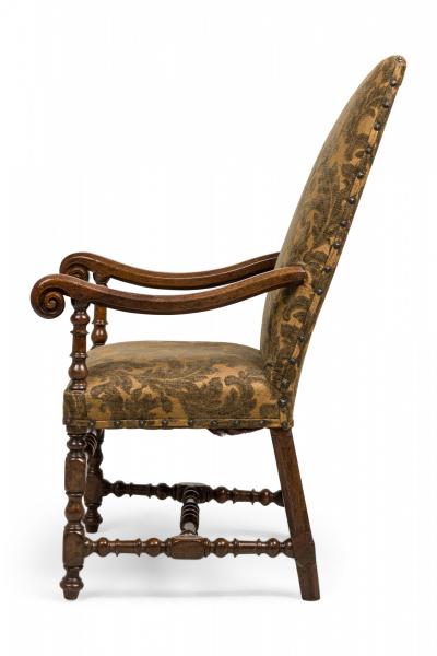 French Louis XIV Walnut Floral tapestry Upholstered Armchair