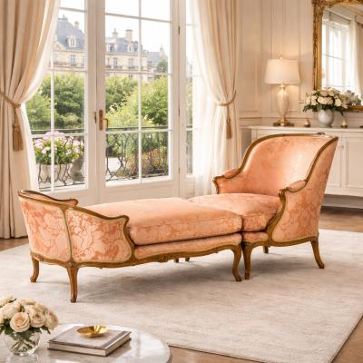 French Louis XV Beechwood Duchesse Brisee Chaise by P Remy ca 1765