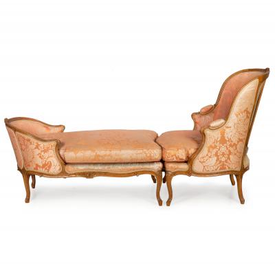 French Louis XV Beechwood Duchesse Brisee Chaise by P Remy ca 1765