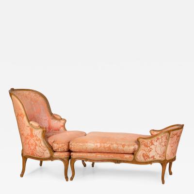 French Louis XV Beechwood Duchesse Brisee Chaise by P Remy ca 1765