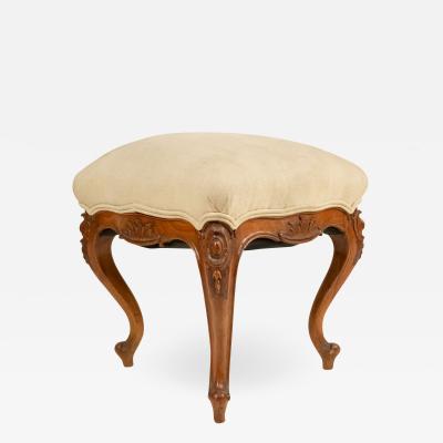 French Louis XV Beige Upholstered Bench