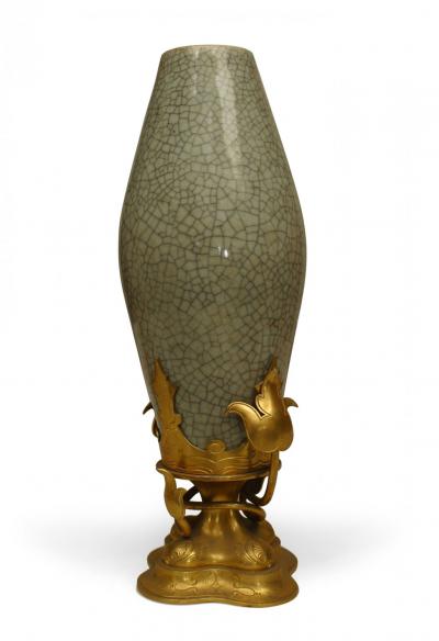 French Louis XV Celadon Porcelain Vase