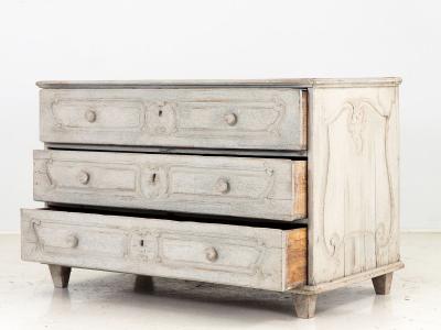 French Louis XV Commode Later Gray Paint 19th Century