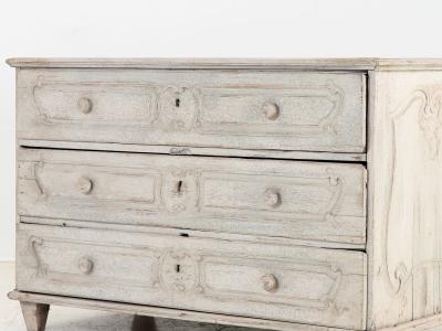French Louis XV Commode Later Gray Paint 19th Century