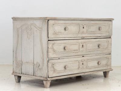 French Louis XV Commode Later Gray Paint 19th Century
