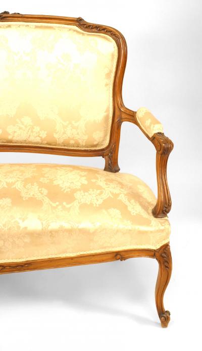 French Louis XV Cream Brocade Loveseat