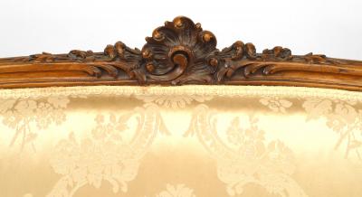 French Louis XV Cream Brocade Loveseat