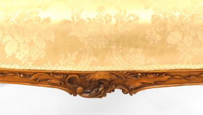 French Louis XV Cream Brocade Loveseat